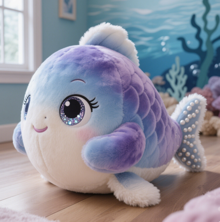 Purple Dreamy Hug Fish Plush Doll Creative Design Ocean Elf Children's Gift Companion 13