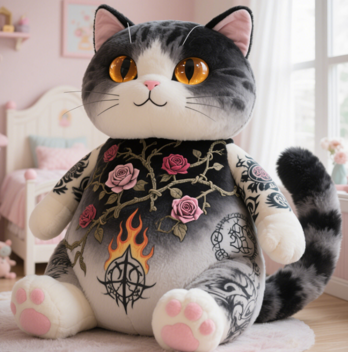 Tattoo Kitten Creative Design Plush Doll Mighty Style Trendy Home Decoration Collection Gift 12