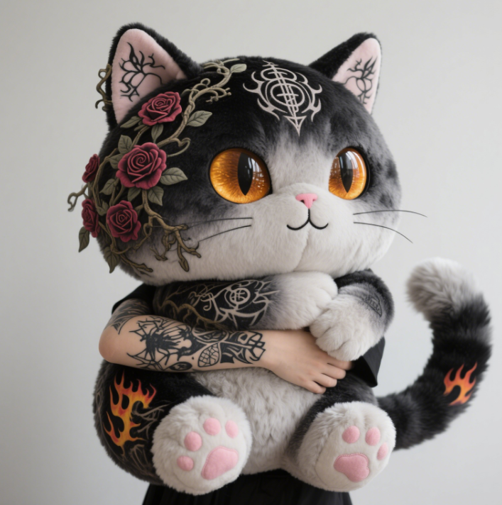 Tattoo Kitten Creative Design Plush Doll Mighty Style Trendy Home Decoration Collection Gift 15