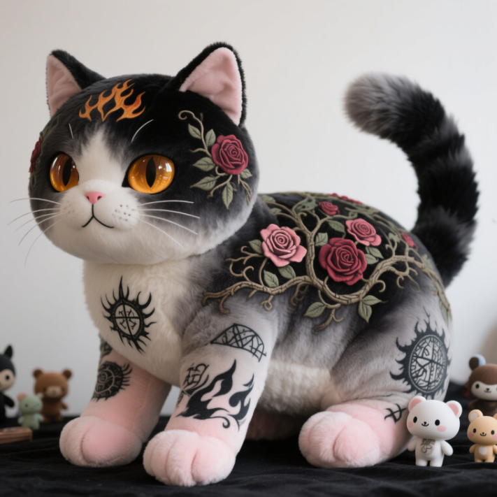 Tattoo Kitten Creative Design Plush Doll Mighty Style Trendy Home Decoration Collection Gift 13