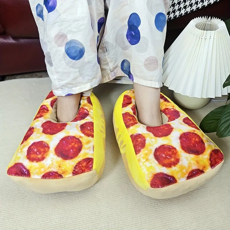 Pizza Shoes Funny Hip-Hop Novelty Fashion Women's and Men's Cartoon Cute Furry Slippers Halloween Christmas Gift 17