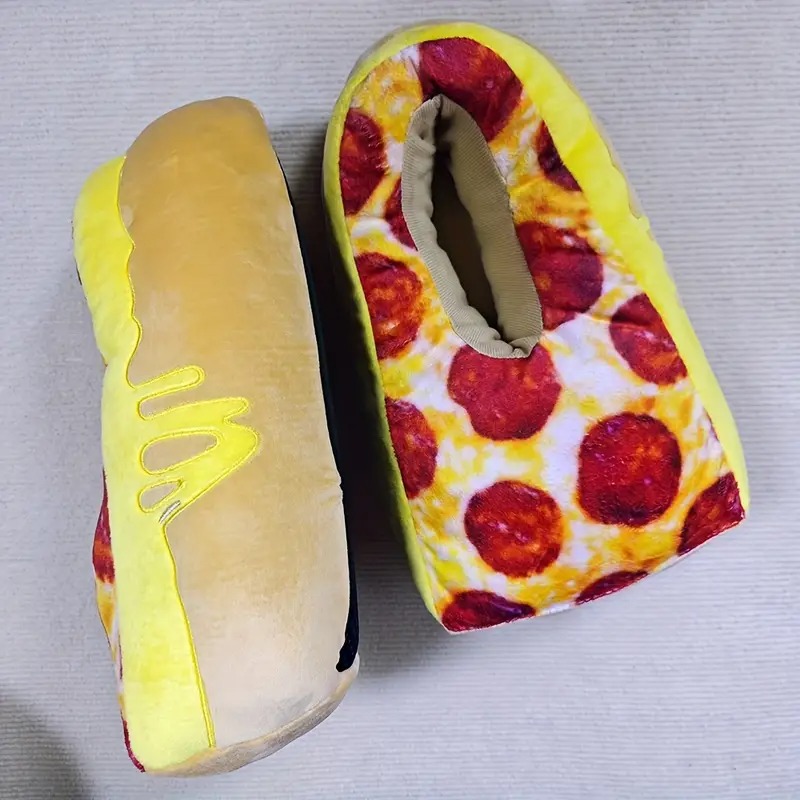 Pizza Shoes Funny Hip-Hop Novelty Fashion Women's and Men's Cartoon Cute Furry Slippers Halloween Christmas Gift 16