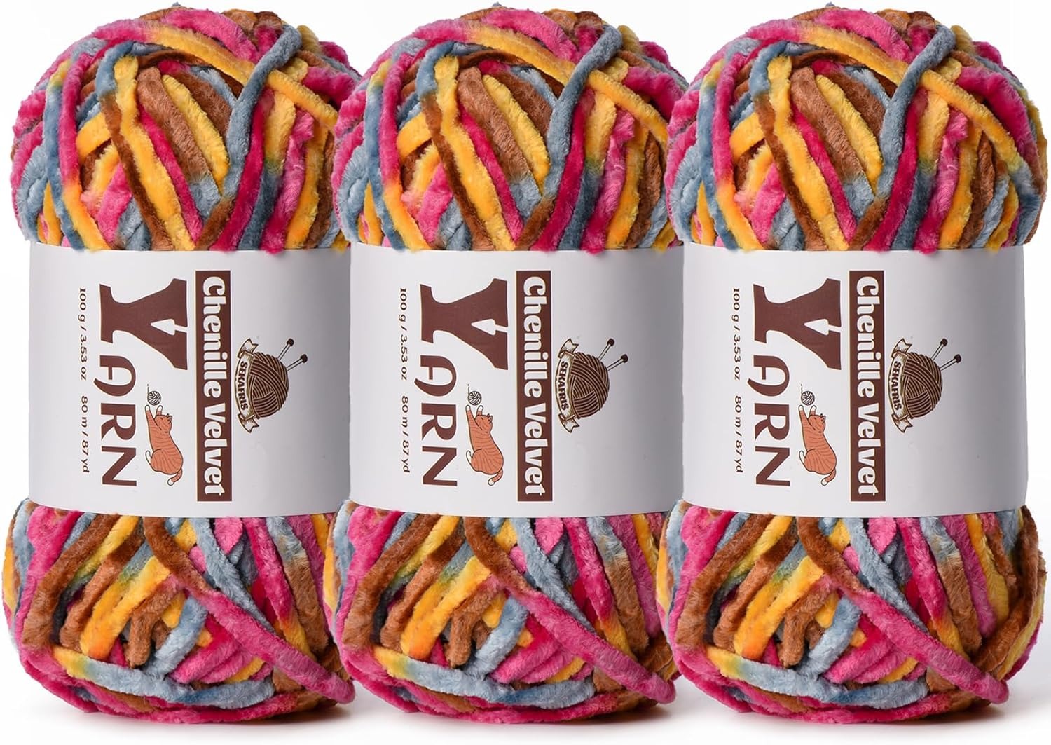 Fil chenille épais et duveteux pour crochet et tricot – Fil velours doux pour couvertures, projets pour bébés et amigurumis 14