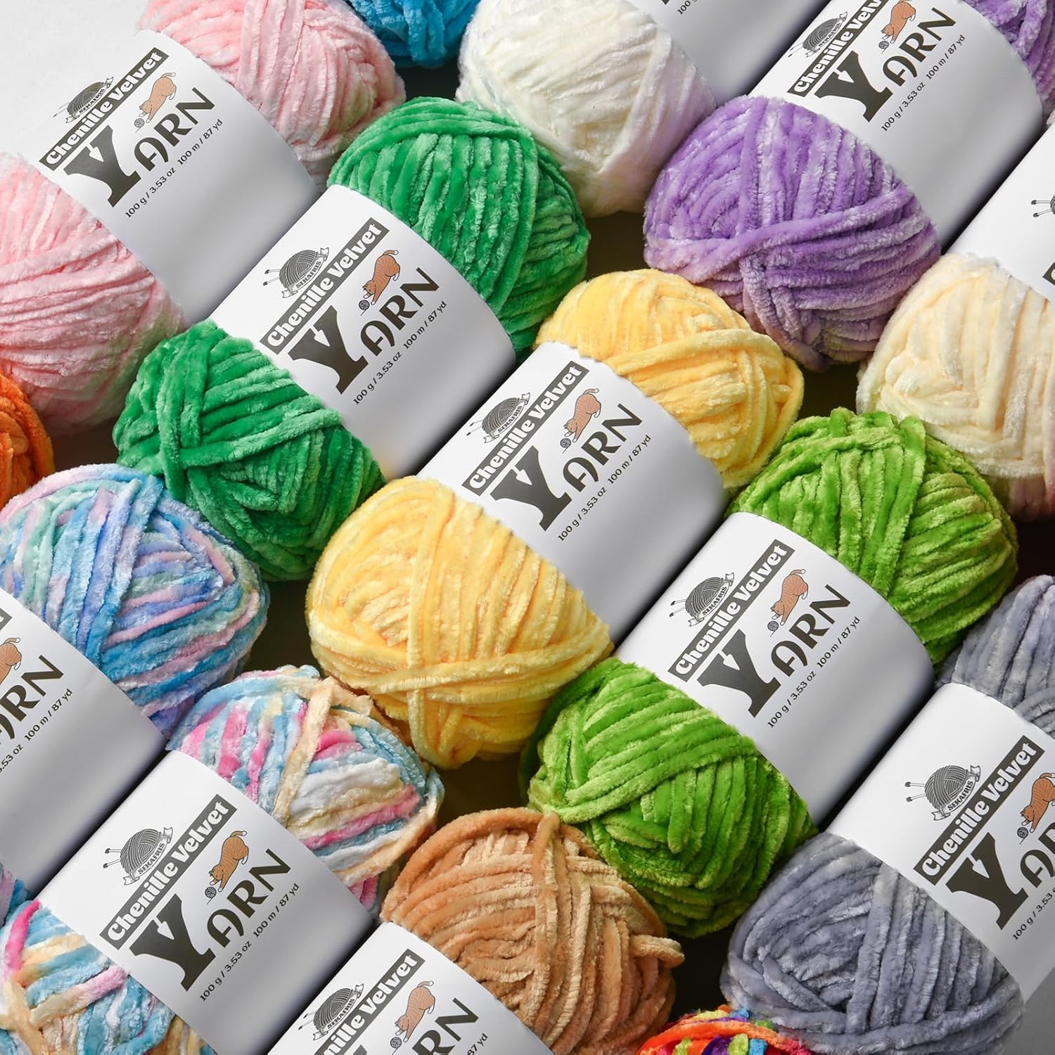 Fil chenille épais et duveteux pour crochet et tricot – Fil velours doux pour couvertures, projets pour bébés et amigurumis 12