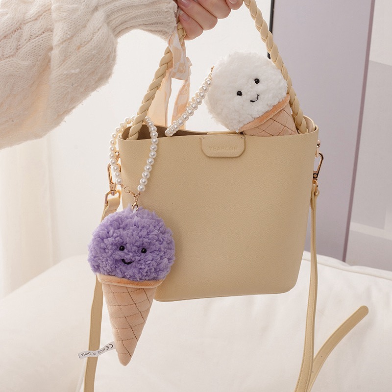 16cm Cuddly Mini Ice Cream Plush Toys Simulation Ice Cream Plush Keychain Cute Ice Cream Plush Doll Bag Pendant 11