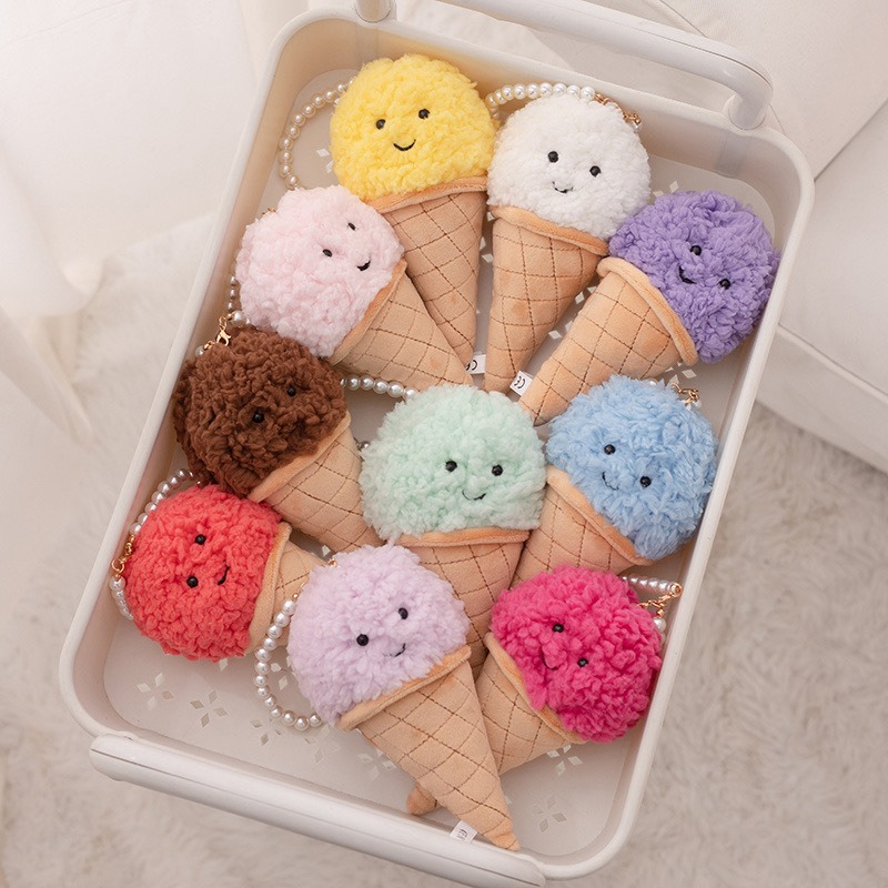 16cm Cuddly Mini Ice Cream Plush Toys Simulation Ice Cream Plush Keychain Cute Ice Cream Plush Doll Bag Pendant 10