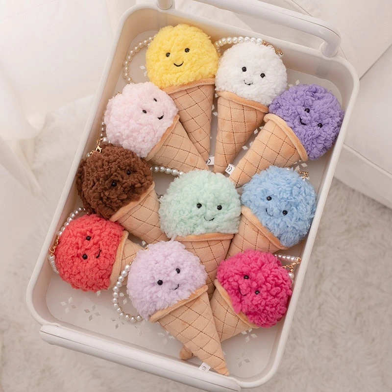 16cm Cuddly Mini Ice Cream Plush Toys Simulation Ice Cream Plush Keychain Cute Ice Cream Plush Doll Bag Pendant 1
