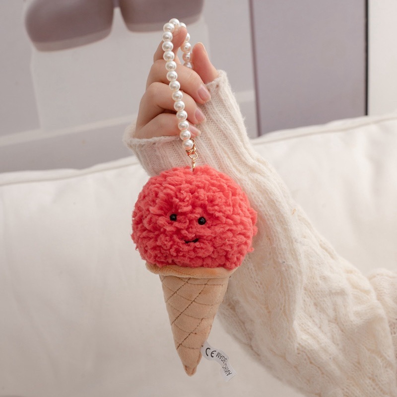 16cm Cuddly Mini Ice Cream Plush Toys Simulation Ice Cream Plush Keychain Cute Ice Cream Plush Doll Bag Pendant 18