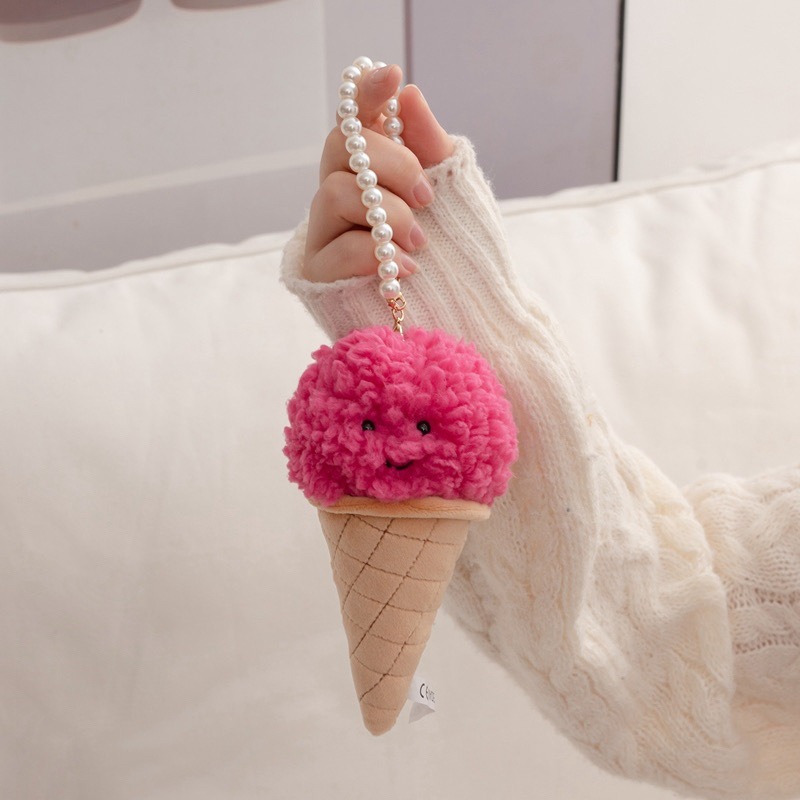 16cm Cuddly Mini Ice Cream Plush Toys Simulation Ice Cream Plush Keychain Cute Ice Cream Plush Doll Bag Pendant 15