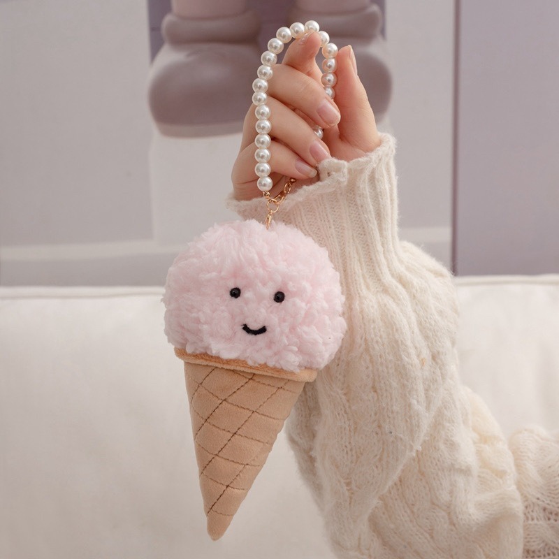 16cm Cuddly Mini Ice Cream Plush Toys Simulation Ice Cream Plush Keychain Cute Ice Cream Plush Doll Bag Pendant 20