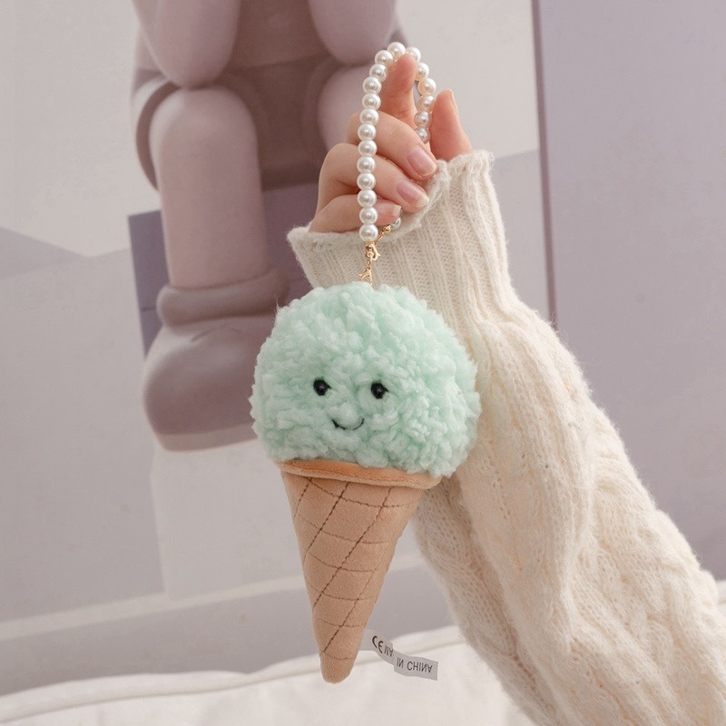 16cm Cuddly Mini Ice Cream Plush Toys Simulation Ice Cream Plush Keychain Cute Ice Cream Plush Doll Bag Pendant 17