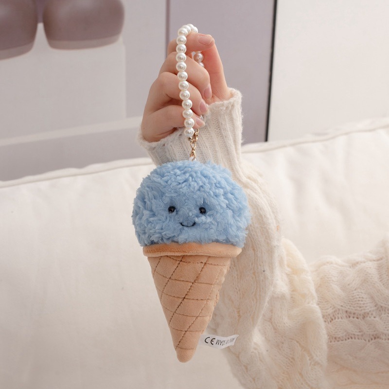 16cm Cuddly Mini Ice Cream Plush Toys Simulation Ice Cream Plush Keychain Cute Ice Cream Plush Doll Bag Pendant 12