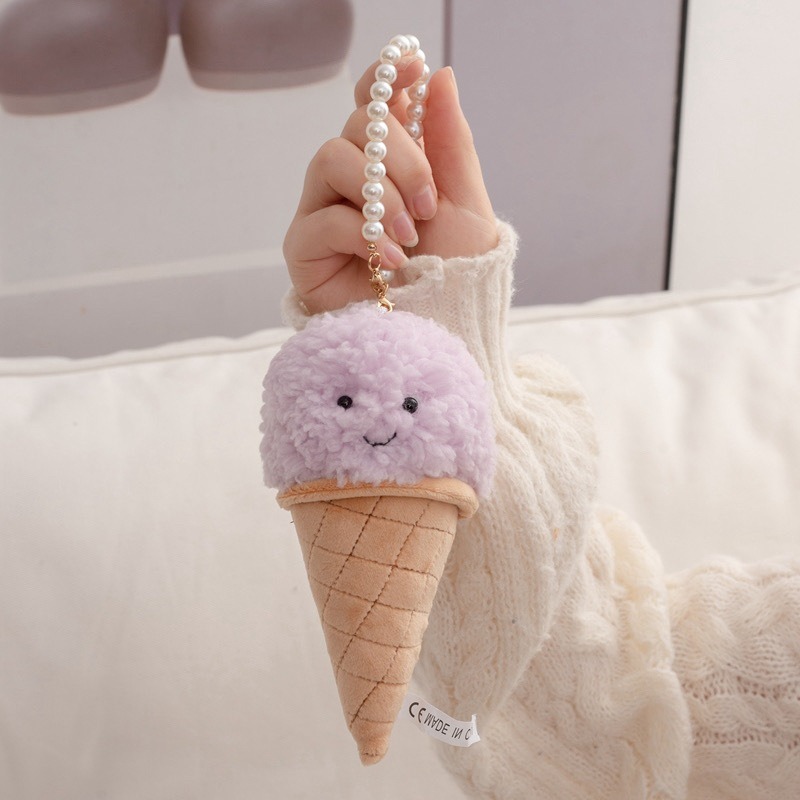 16cm Cuddly Mini Ice Cream Plush Toys Simulation Ice Cream Plush Keychain Cute Ice Cream Plush Doll Bag Pendant 14