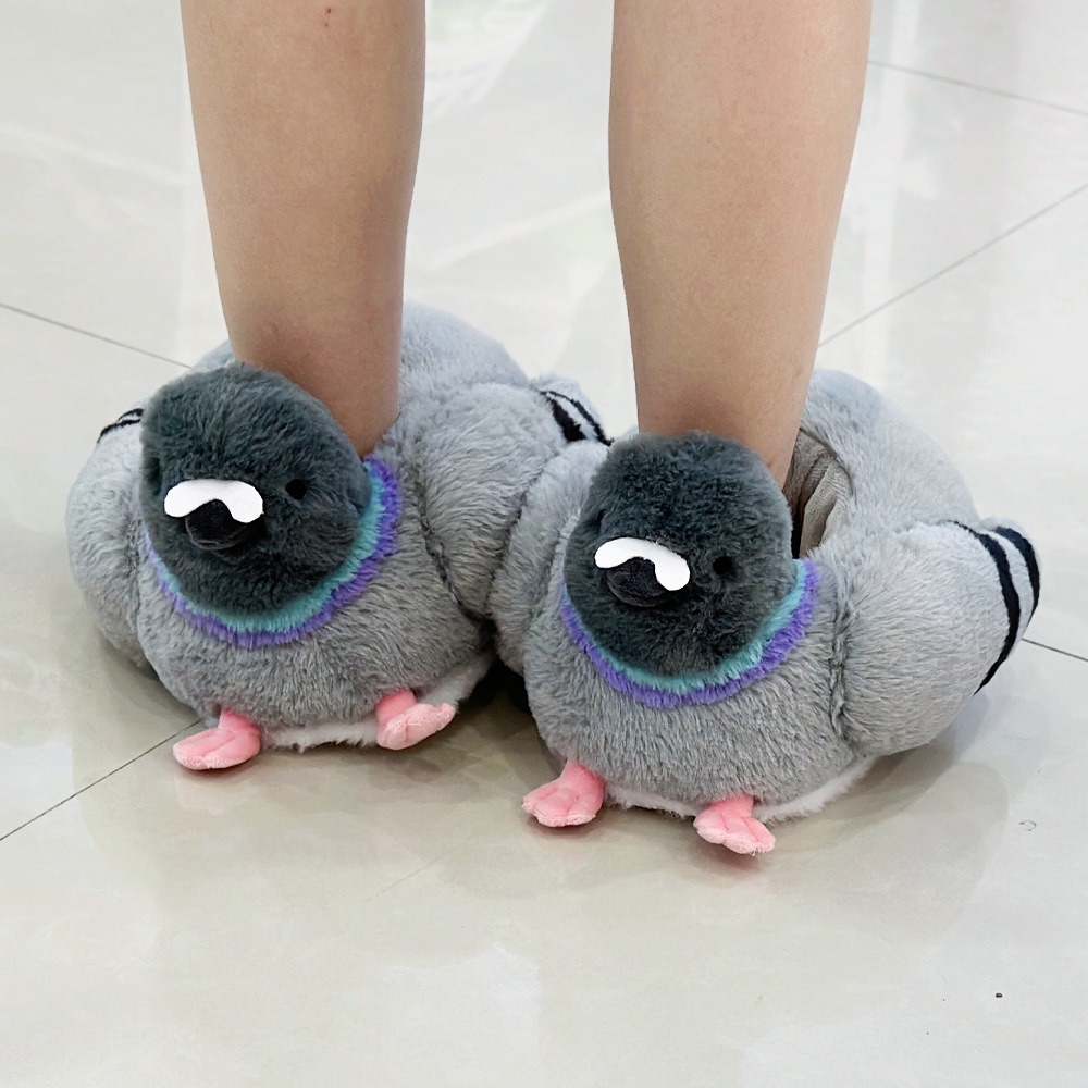Cute Gray Dove Pigeon Plush slippers Soft Indoor slippers Soft Animal Plush slippers Cute Pigeon Cheap Gifts 10