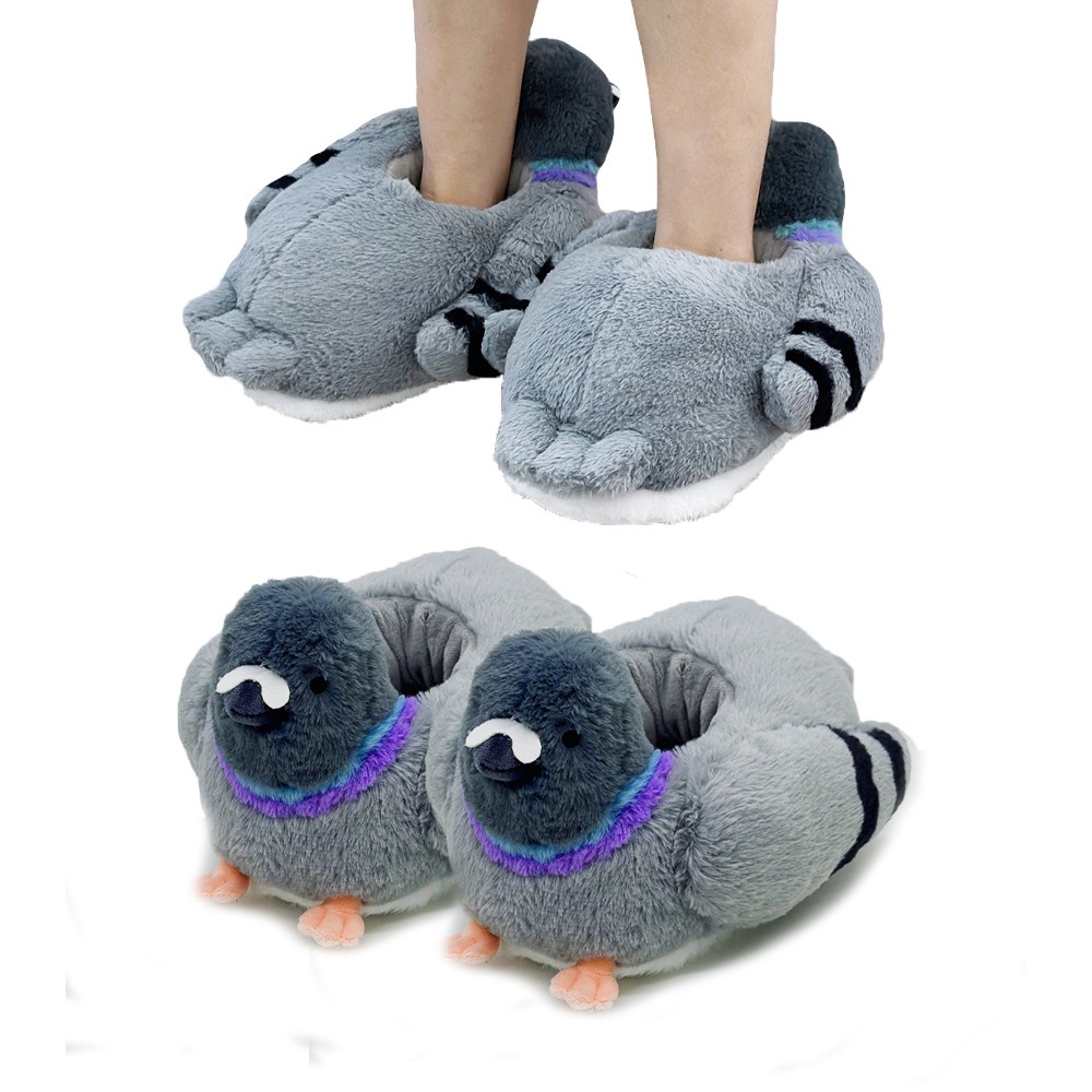 Cute Gray Dove Pigeon Plush slippers Soft Indoor slippers Soft Animal Plush slippers Cute Pigeon Cheap Gifts 14