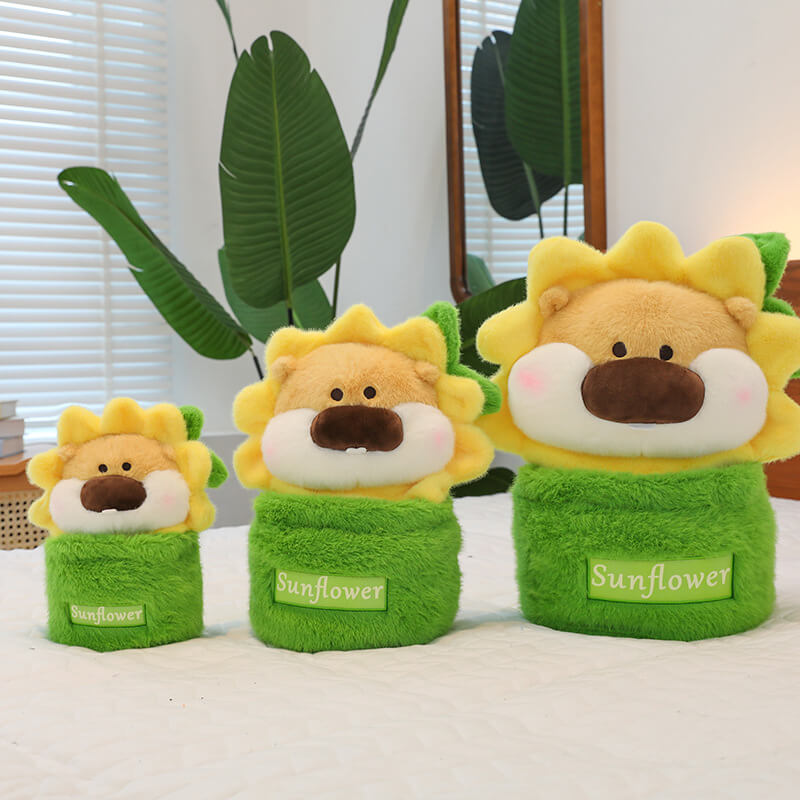 Peluche tournesol créative en gros (25/35/45 cm), lion mignon, jouet doux, multicolore, pot de fleurs, cadeau pour enfants 10