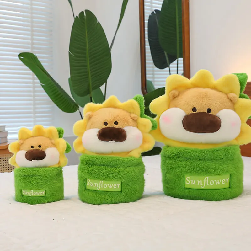 Peluche tournesol créative en gros (25/35/45 cm), lion mignon, jouet doux, multicolore, pot de fleurs, cadeau pour enfants 1