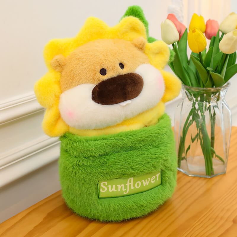 Peluche tournesol créative en gros (25/35/45 cm), lion mignon, jouet doux, multicolore, pot de fleurs, cadeau pour enfants 14