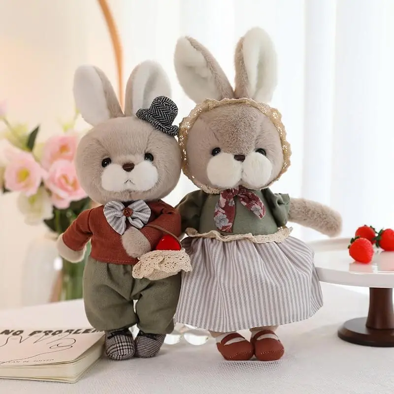 Wholesale 35CM  Valentine's Day Stuffed Bunny Cute Couple Plush Toy  Lovely Luxurious Little Bunny Bear Stuffed Animal 1