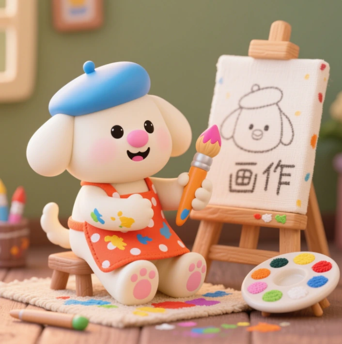 Puppy painter creatively designs plush toys, customizes playful and cute children's birthday gifts, accompanies them 1