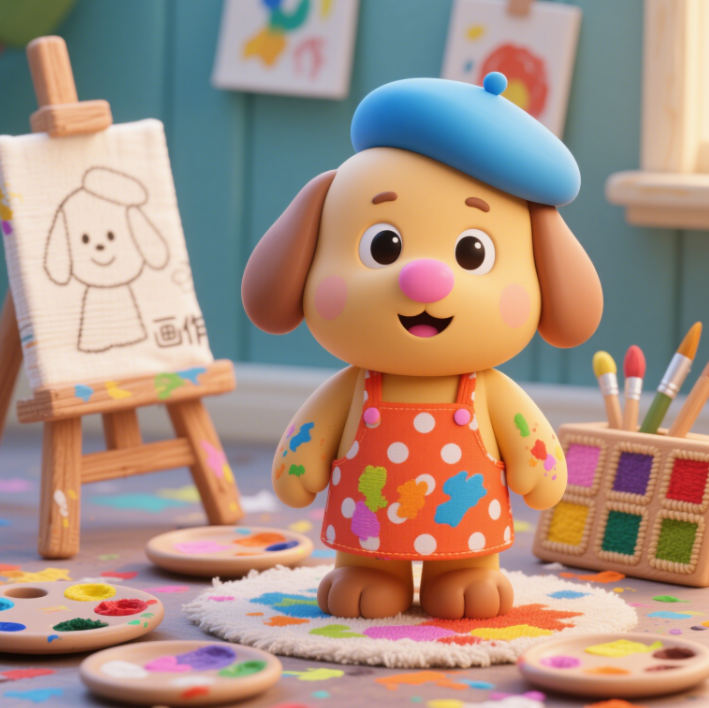 Puppy painter creatively designs plush toys, customizes playful and cute children's birthday gifts, accompanies them 15