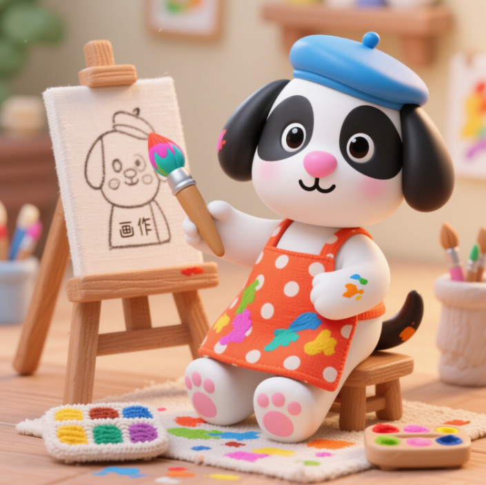 Puppy painter creatively designs plush toys, customizes playful and cute children's birthday gifts, accompanies them 14