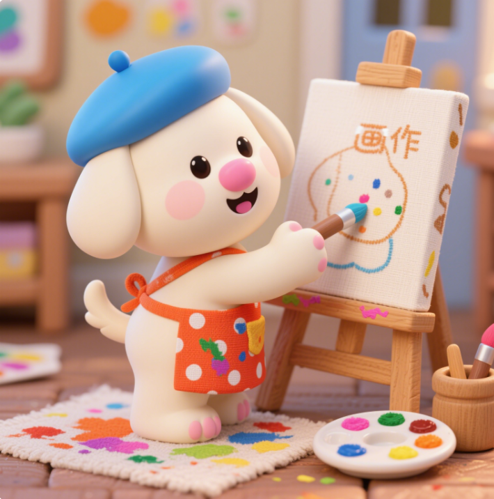 Puppy painter creatively designs plush toys, customizes playful and cute children's birthday gifts, accompanies them 12