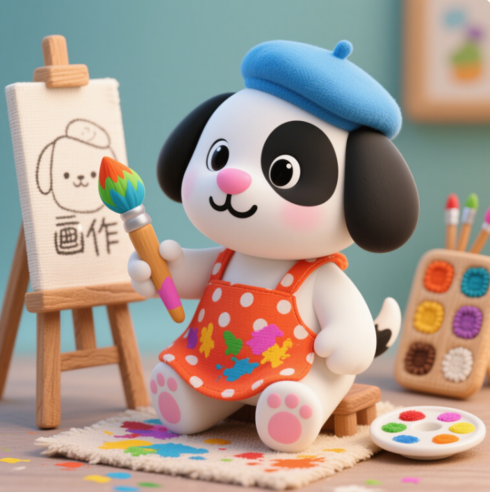 Puppy painter creatively designs plush toys, customizes playful and cute children's birthday gifts, accompanies them 11