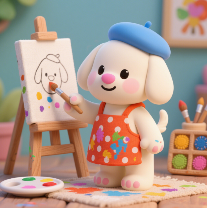 Puppy painter creatively designs plush toys, customizes playful and cute children's birthday gifts, accompanies them 13