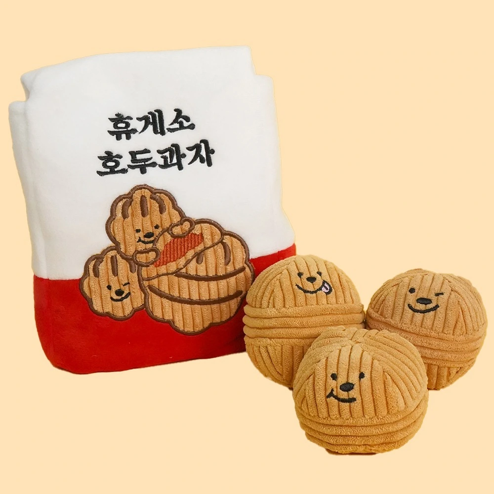 Factory Hot Selling Cotton Dog Toys Squeaky Cartoon Animal Pet Chew Toys  Walnut Snacks Design Clean Tooth Dog Plush 1