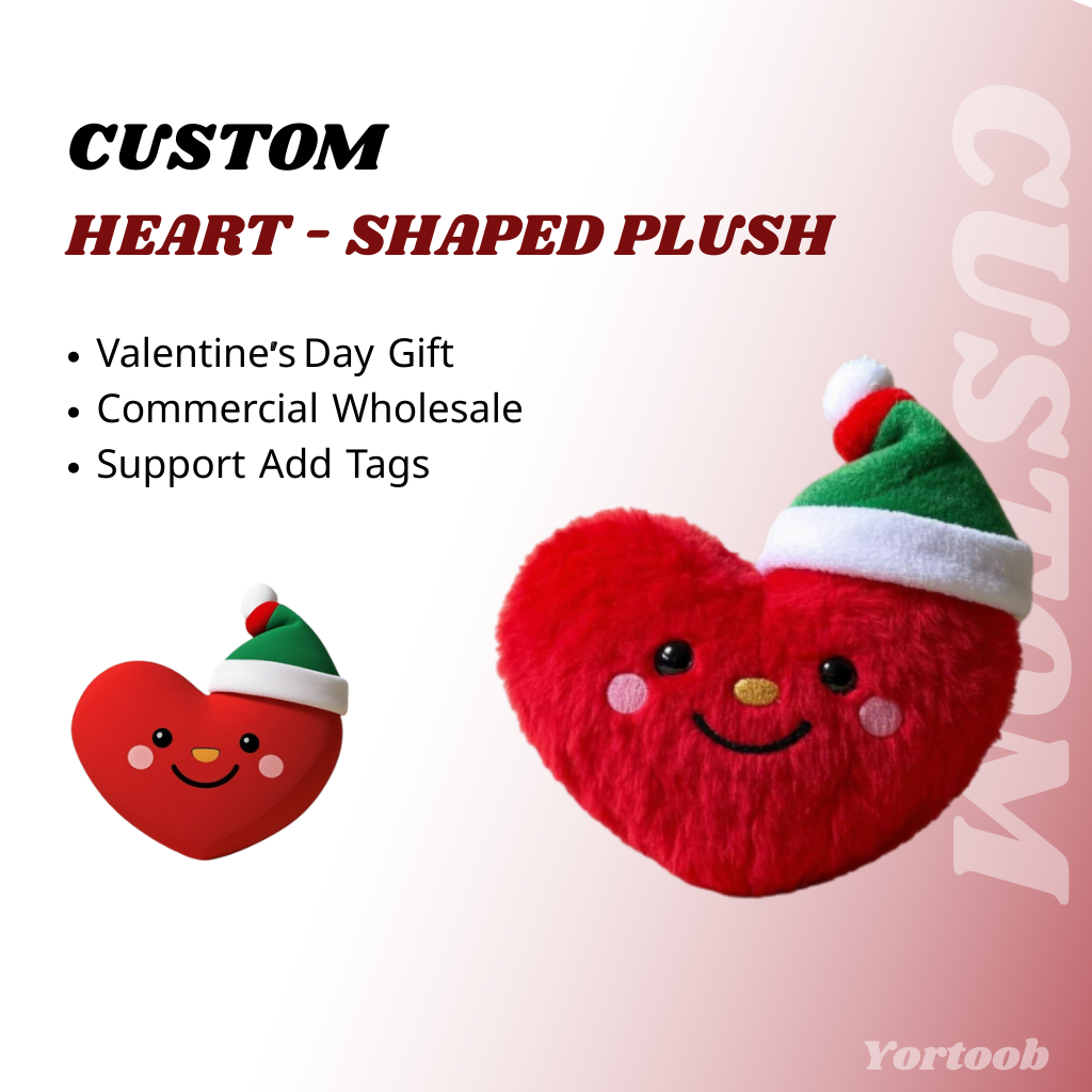Peluches personnalisées en forme de cœur, cadeaux de déclaration d'amour exclusifs, poupées en peluche de haute qualité pour fabrication sur mesure 9