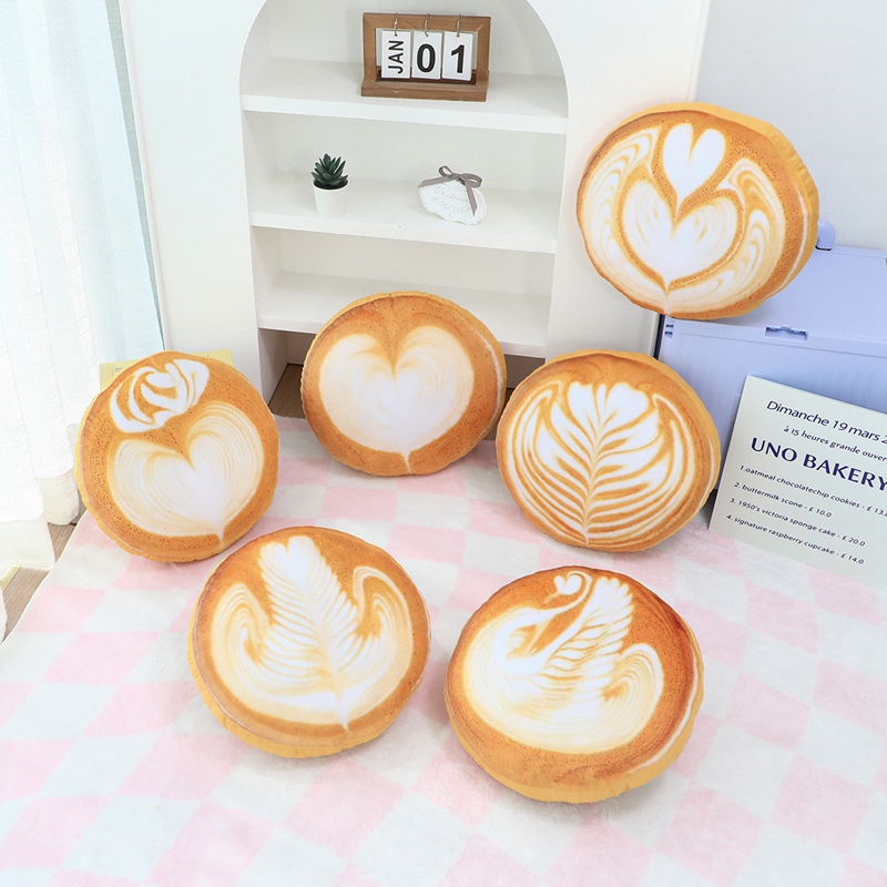 Coffee latte plush pillow with creative design. Coffee enthusiasts love trendy home decor gifts 11