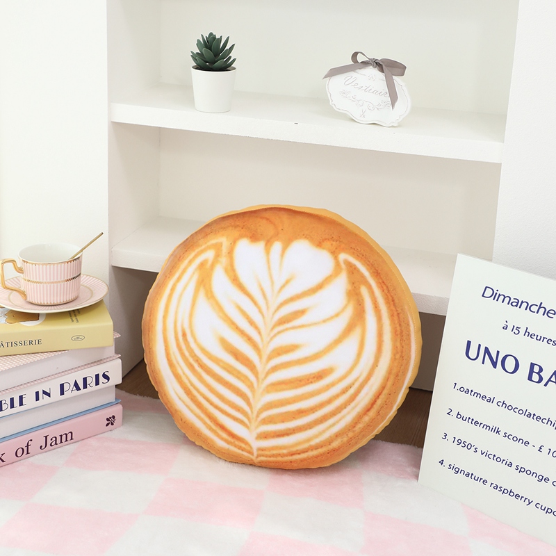 Coffee latte plush pillow with creative design. Coffee enthusiasts love trendy home decor gifts 13