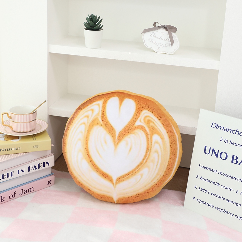 Coffee latte plush pillow with creative design. Coffee enthusiasts love trendy home decor gifts 17