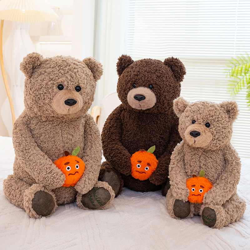 Orange Bear Teddy Bear Plush Doll Creative Design Cute Styling Child Companion Soothing Gift 16