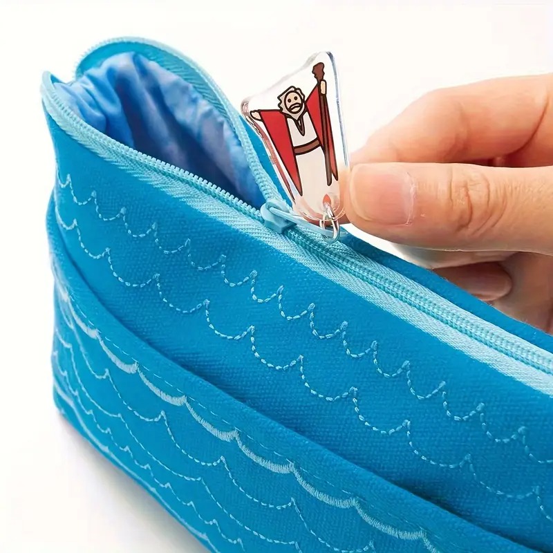 19*10cm High Quality Blue Miraculous Moses Red Sea Parting Pencil/Makeup Bag for Office, School & Everywhere 14