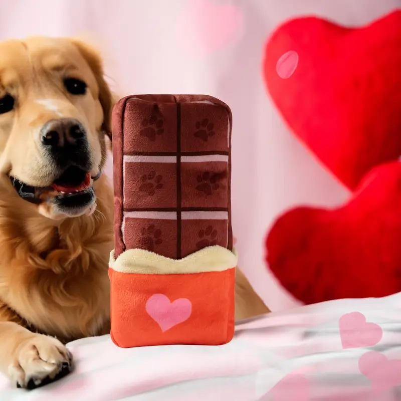 20cm Chocolate Shaped Dog Toy Dogs Chew and Squeaky Plush Dog Toy Interactive Delight for Every Breed 10