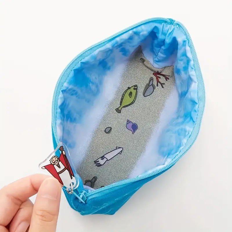 19*10cm High Quality Blue Miraculous Moses Red Sea Parting Pencil/Makeup Bag for Office, School & Everywhere 11