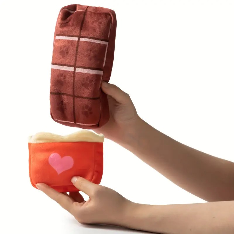 20cm Chocolate Shaped Dog Toy Dogs Chew and Squeaky Plush Dog Toy Interactive Delight for Every Breed 12