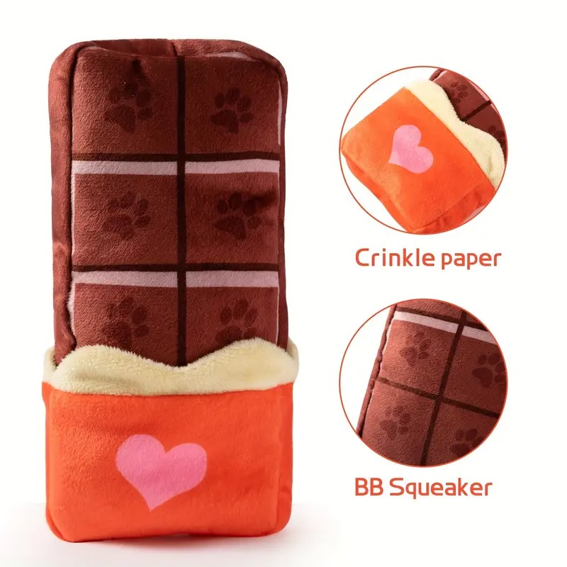 20cm Chocolate Shaped Dog Toy Dogs Chew and Squeaky Plush Dog Toy Interactive Delight for Every Breed 13