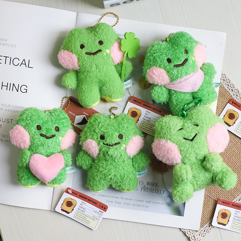 Cute Cartoon 10cm Mini Green Frog Plushies Key Chains School Bag Plush Pendant Cartoon Backpack Charm Wholesale 13