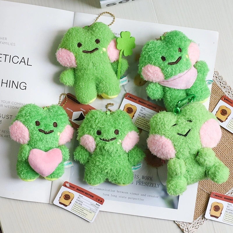 Cute Cartoon 10cm Mini Green Frog Plushies Key Chains School Bag Plush Pendant Cartoon Backpack Charm Wholesale 1