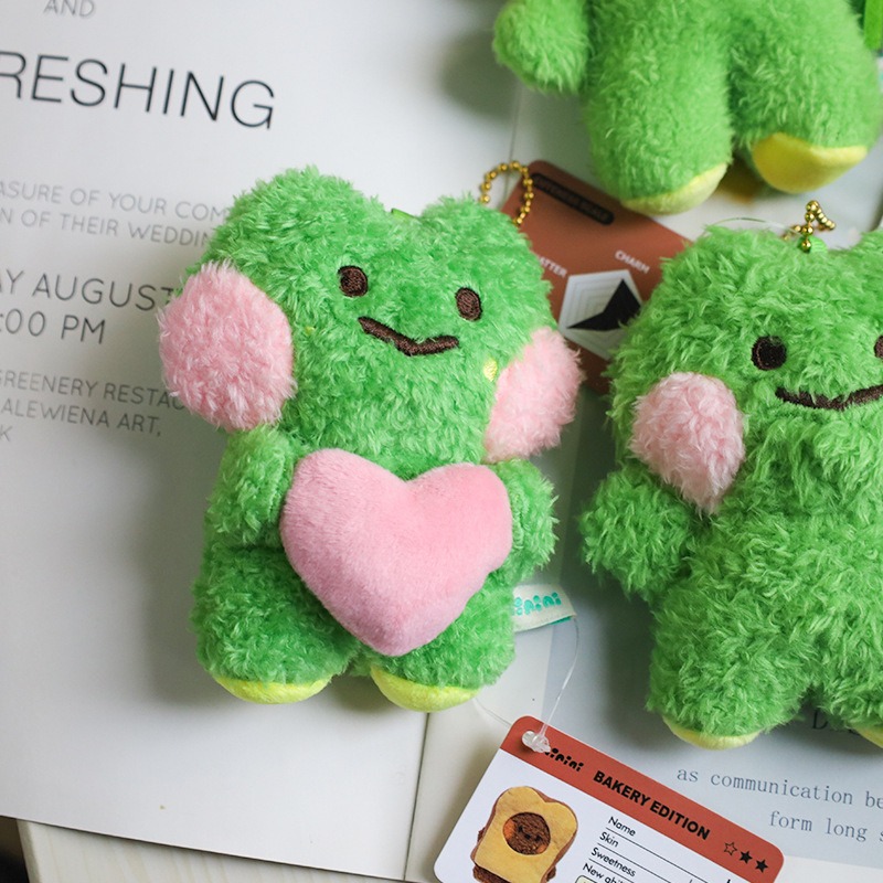 Cute Cartoon 10cm Mini Green Frog Plushies Key Chains School Bag Plush Pendant Cartoon Backpack Charm Wholesale 14