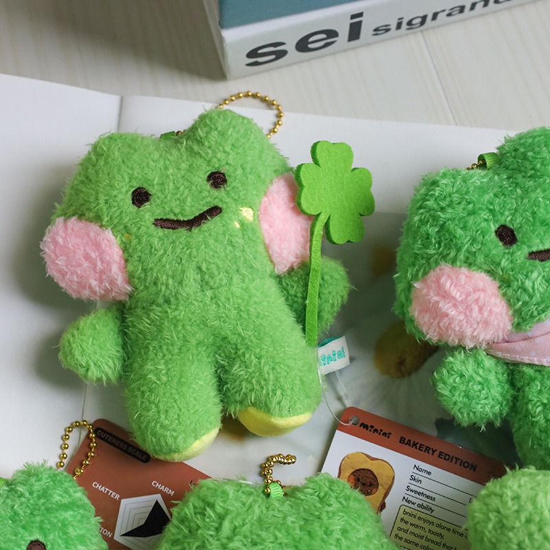 Cute Cartoon 10cm Mini Green Frog Plushies Key Chains School Bag Plush Pendant Cartoon Backpack Charm Wholesale 12