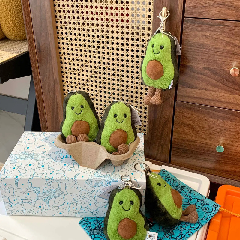Competitive Price Wholesale 19CM Mini Soft Kawaii Avocado Plushie Keychain Small Stuffed Fruit Plush Toy Pendant 10