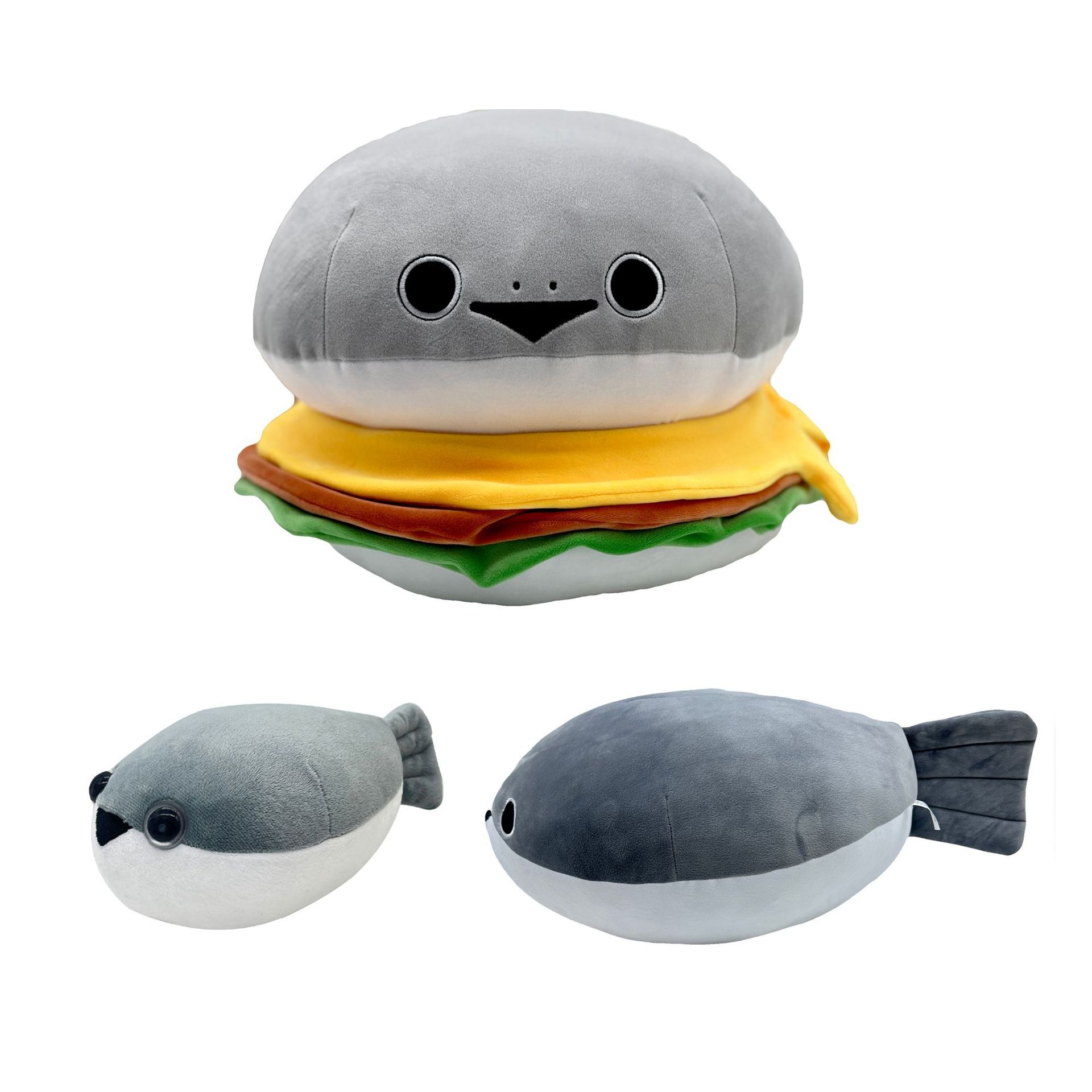 25cm Sacabambaspis Plush Toy Cute Cartoon Style Fish Burger Shark Plushies for Festival Gift Home Decoration 14