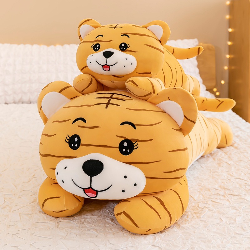 Cute Soft Cartoon Tiger Plush Toy Stuffed Animal Tiger Pillows Kids Birthday Gift with PP Cotton Filling 10
