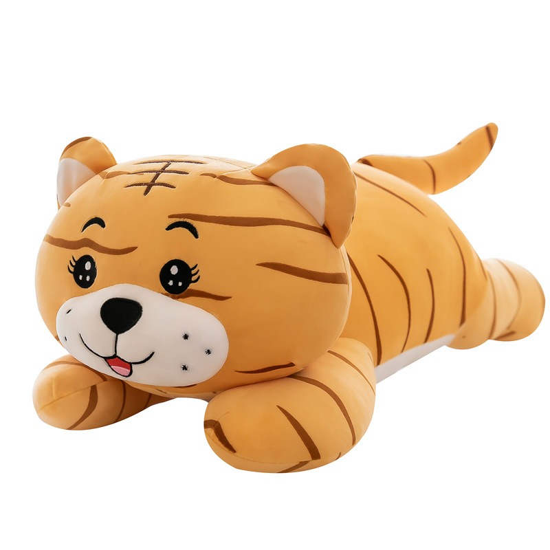 Cute Soft Cartoon Tiger Plush Toy Stuffed Animal Tiger Pillows Kids Birthday Gift with PP Cotton Filling 15
