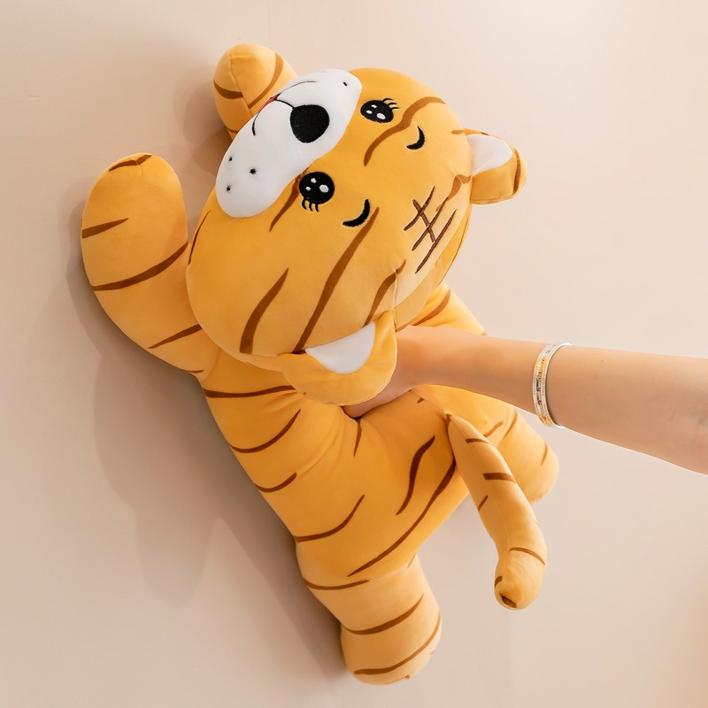 Cute Soft Cartoon Tiger Plush Toy Stuffed Animal Tiger Pillows Kids Birthday Gift with PP Cotton Filling 12