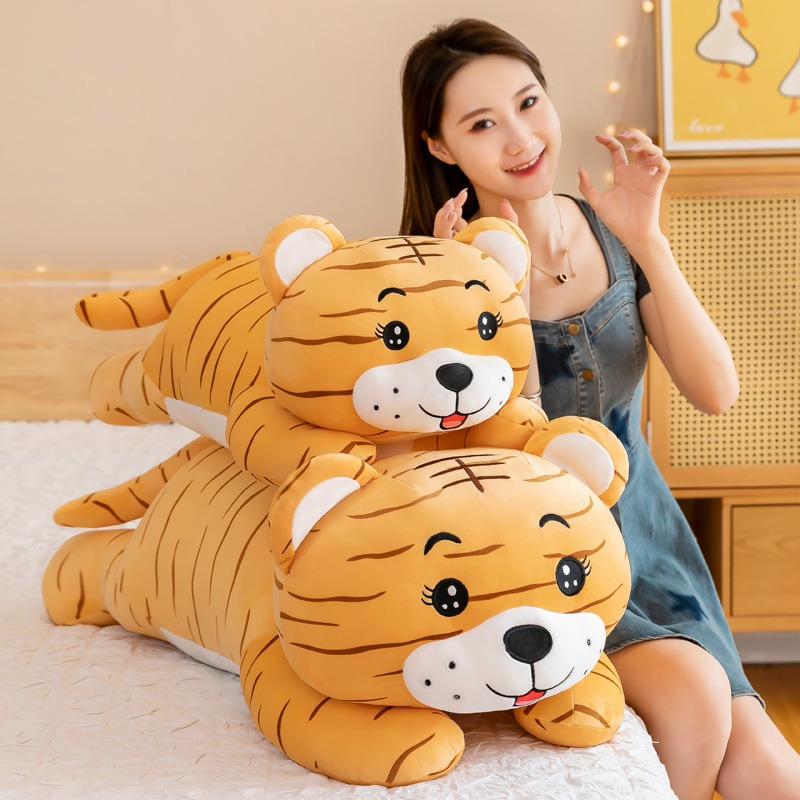 Cute Soft Cartoon Tiger Plush Toy Stuffed Animal Tiger Pillows Kids Birthday Gift with PP Cotton Filling 14
